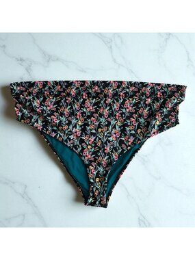 BODY GLOVE Floral Black Bikini Swim Bottoms Size 3X NEW NWT